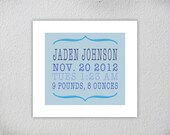 Personalized Baby Boy Birth Announcement- 8x10" wall art