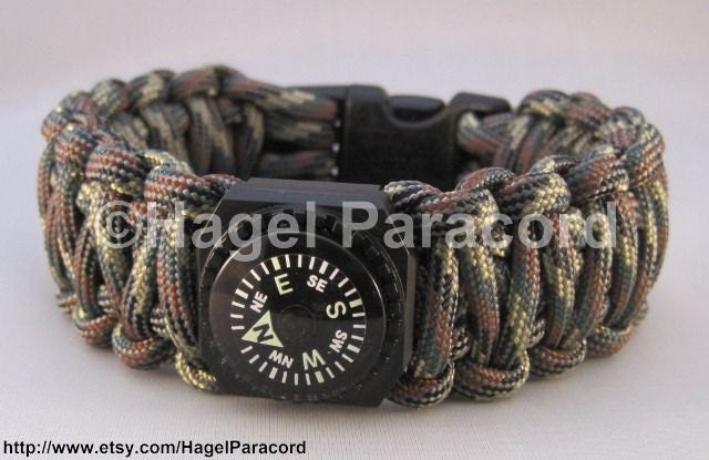 Camo king cobra weave paracord bracelet with compass
