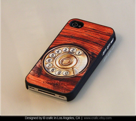 iPhone 4 case iPhone 4s case - Wood Rotary Phone iPhone Case