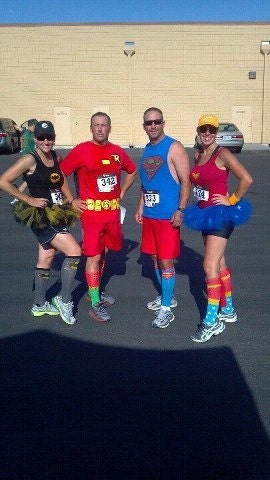 Running Tutu: Batgirl Inspired Custom Racing Tank and Pixie Length (9 inch) Tutu