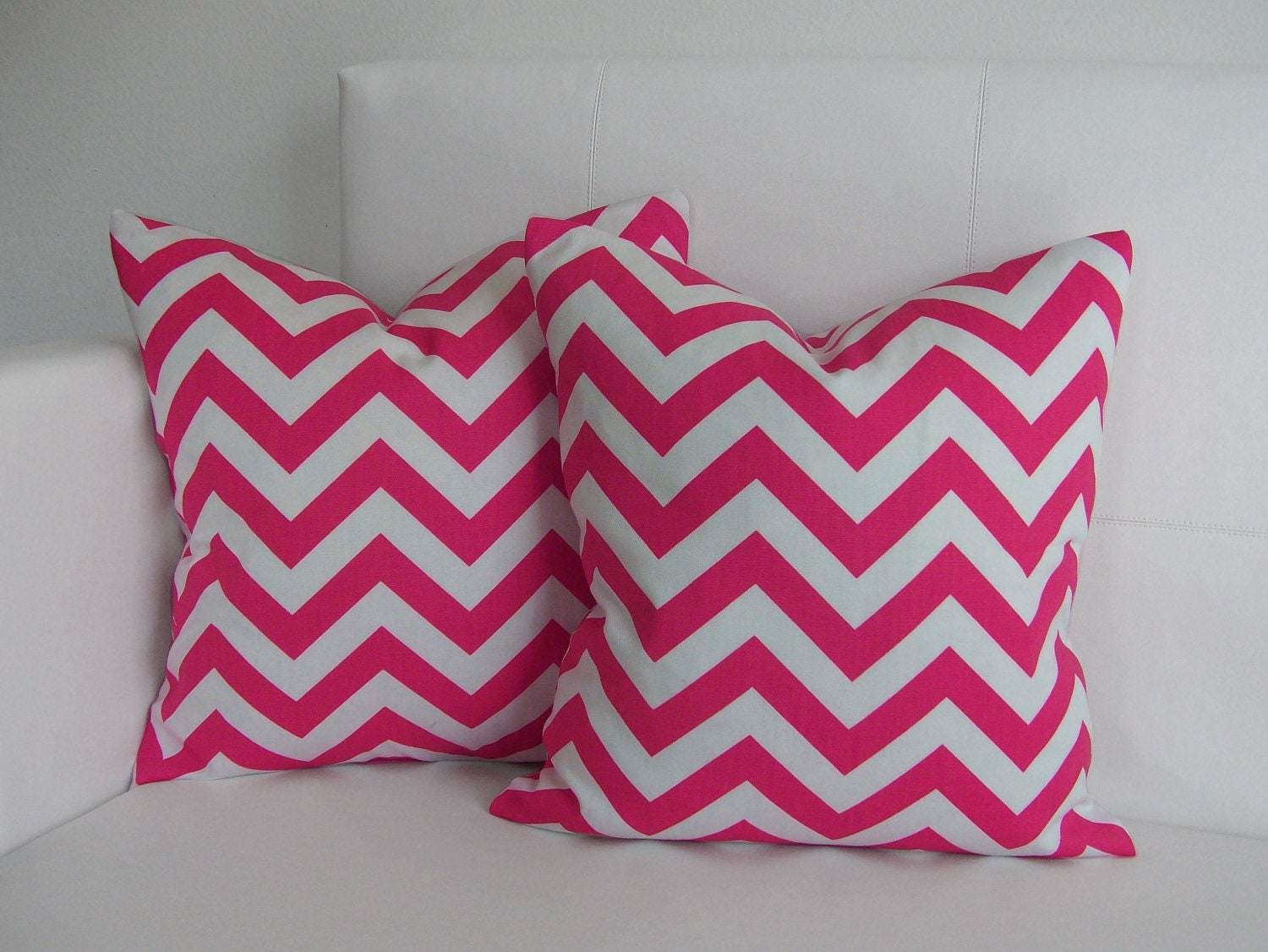 Candy Pink Chevron Pillow Covers for Decorative Pillows Two 16X16