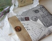 11 inch Macbook Air Sleeve With Vintage Letters Print and Handmade Wood Button