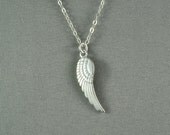 Angel Wing Necklace, 925 Sterling Silver, Modern, Simple, Pretty, Everyday Wear Jewelry