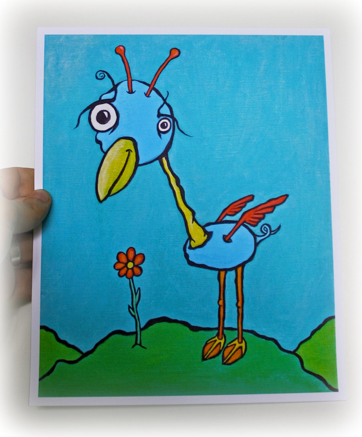 Gootsie, with Flower. Fine Art for the Nursery.  Limited Edition Giclee Print.