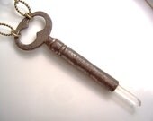 Victorian Clock Winder Key Quartz Crystal Necklace