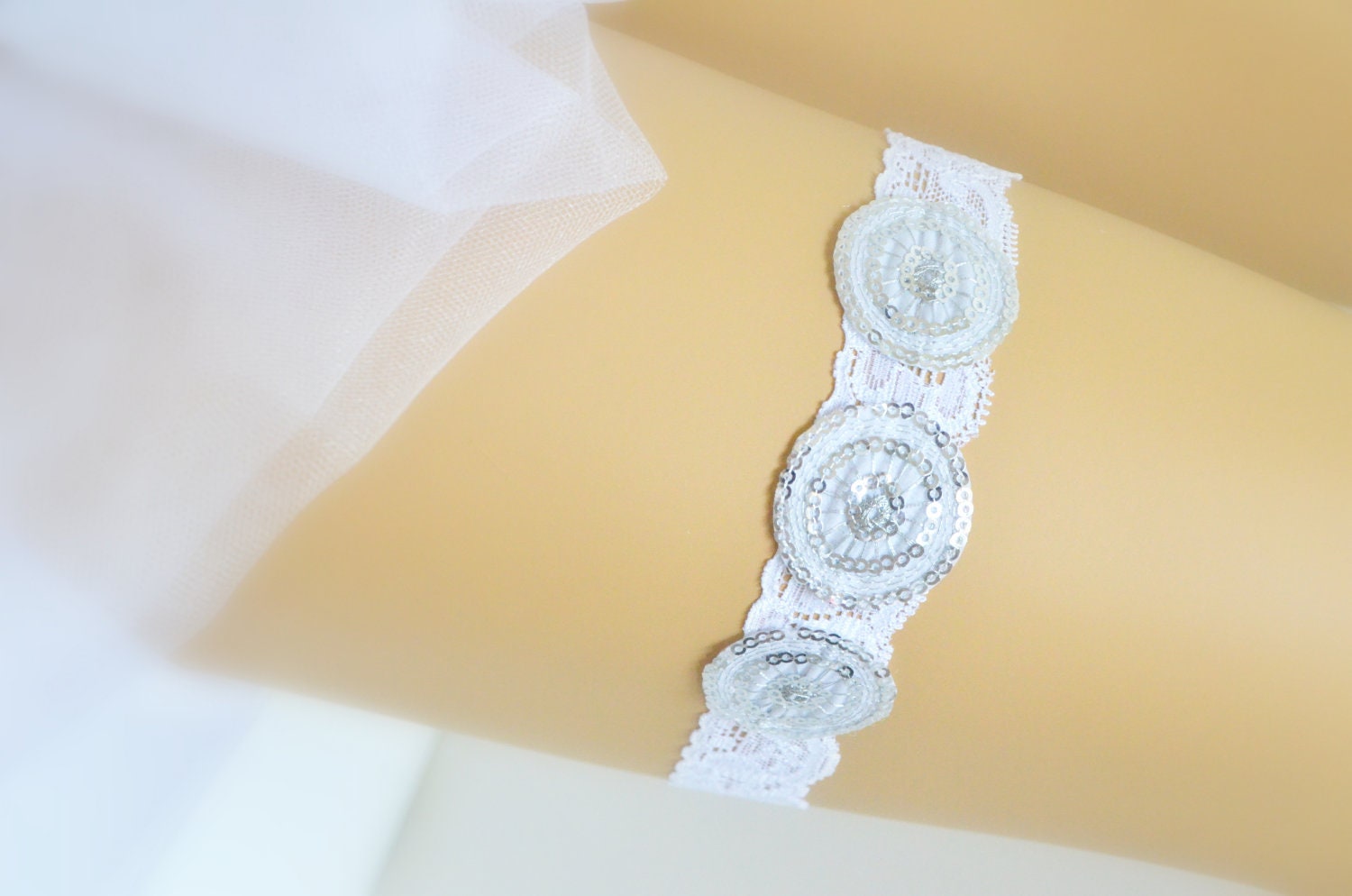 wedding garter silver sequins white lace a garter for the modern chic bride bridal garter sexy garter