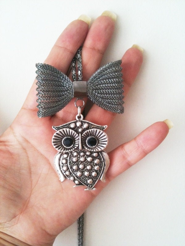 Owl Necklace with bow