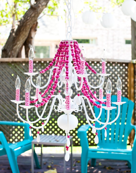 Victorian Mod Custom Chandeliers in any color //pink, aqua blue, turquoise, black, green & more// - LARGE