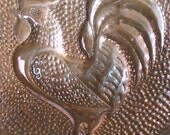 ROOSTER vintage copper wall hanging plate 13'' EMBOSSED cockerel, serving TRAY 3d, folk art, Hammered, Cock a doodle do, Easter spring decor