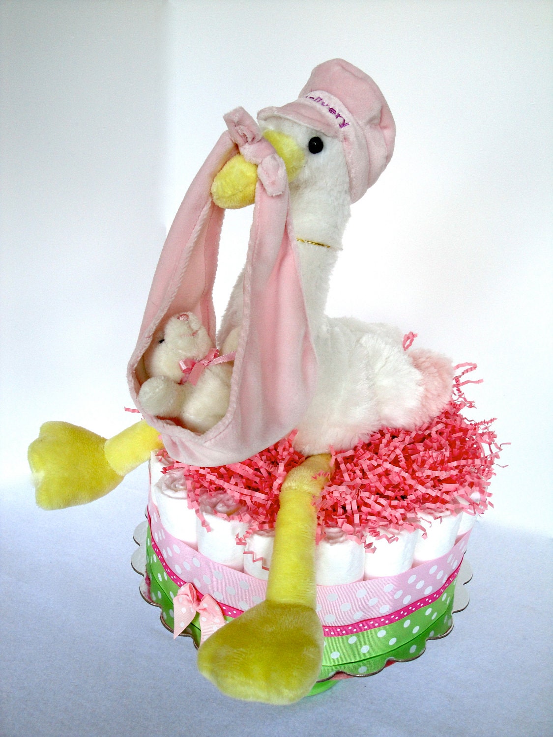 Stork Diaper Cake Special Delivery Pink & by DomesticDivaDesignz