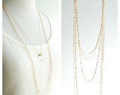 Kahawai necklace - long triple layered gold necklace, triple strand necklace, long 14kt gold filled layering necklace, maui, hawaii