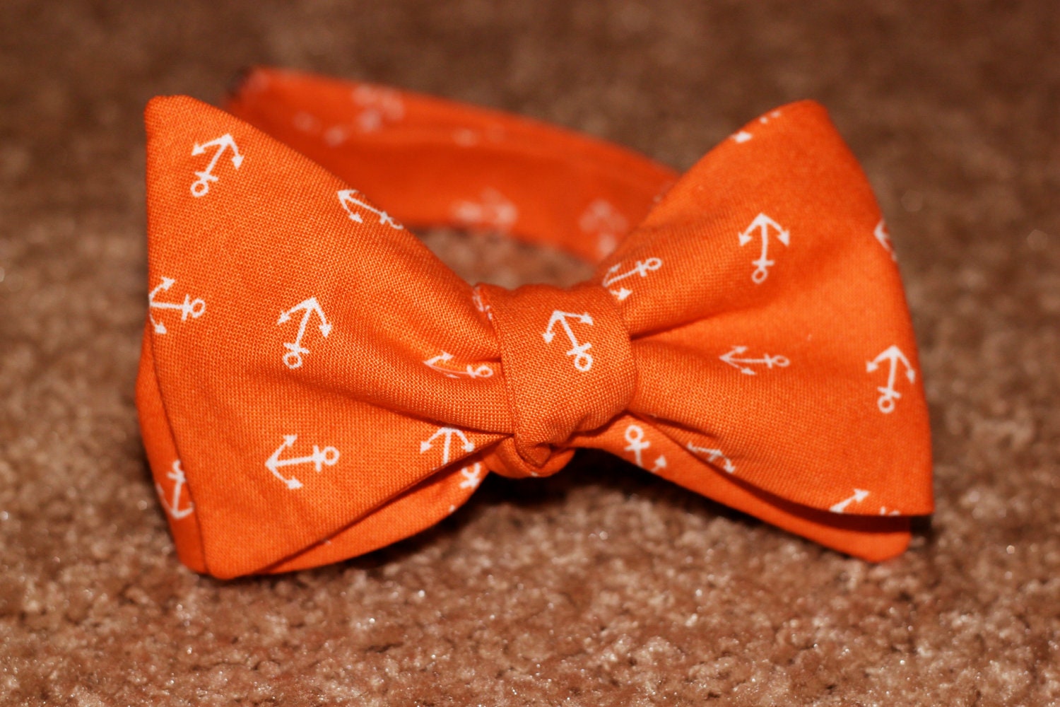 Orange Anchors Bow Tie