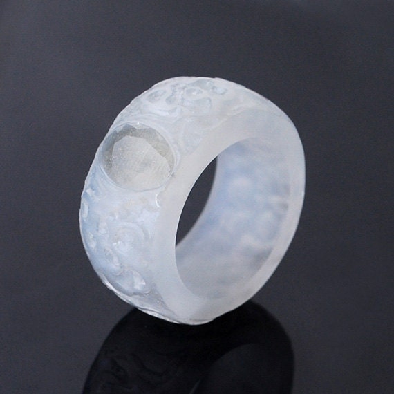 Ice Blue Eco-Friendly Resin Ring With Lemon Quartz Gemstone, Resin Jewelry