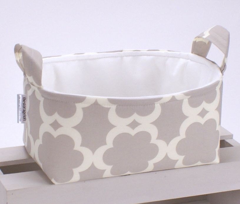 Storage Basket Organizer Container Basket Bin - Tarika Grey Fabric