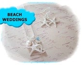 Bridesmaid Jewelry----Beach WEDDINGS jewelry set bridesmaid - AQUAMARINE or CORAL, Starfish, Seahorse, Pearl, Bridal Jewelry
