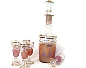Glass Decanter &Glasses Pink Liqueur Glass Bottle