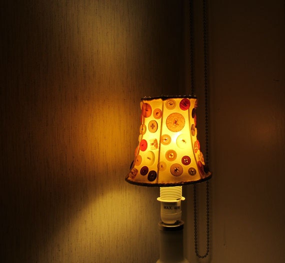 Small lampshade decorated with colourful buttons, up-cycled, one of a kind
