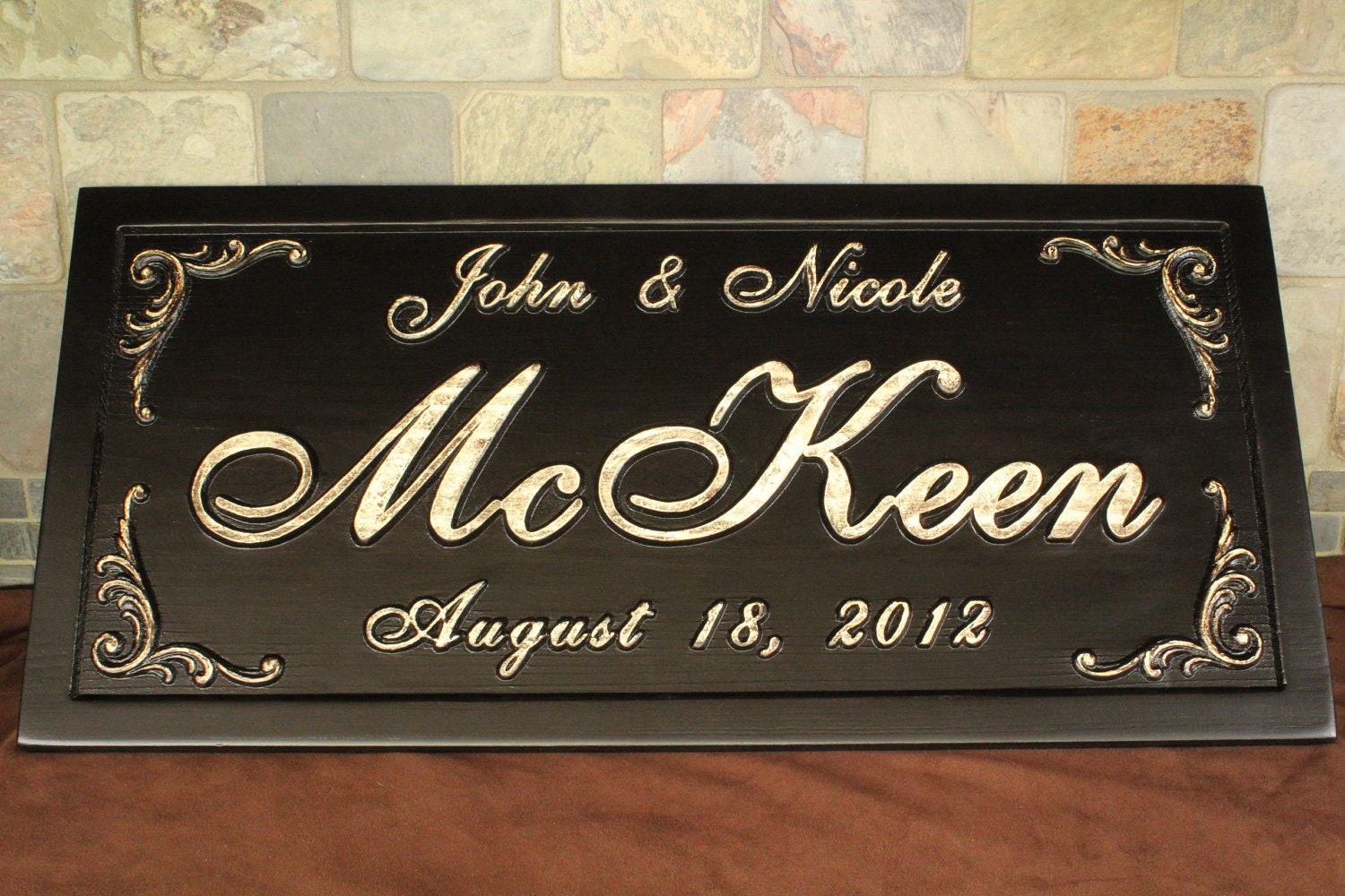 Wedding Sign Bridal Shower Gift Wedding Gift Personalized Carved Sign Distressed Wooden Established Family Name Sign