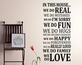 In This House Rules Wall Decal Sticker Art Vinyl Poster Print Sign for Living Dining Family Room Wall Decal
