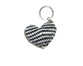 Black - White Crocheted Heart Keychain - naryatoys