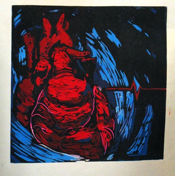 Blacklisted The Beat Goes On album single block reduction linocut print