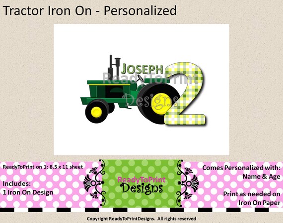 Tractor Themed Iron On - Personalized With Name and Age - DIY Printable Party Decorations Il_570xn