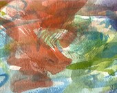 ORIGINAL Watercolor - Jennifer Love Artwork Matted art Painting Abstract Color Block 9  OOAK sfa EBSQ