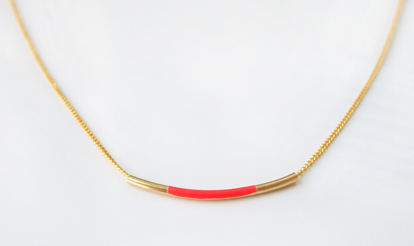Neon Orange bar necklace