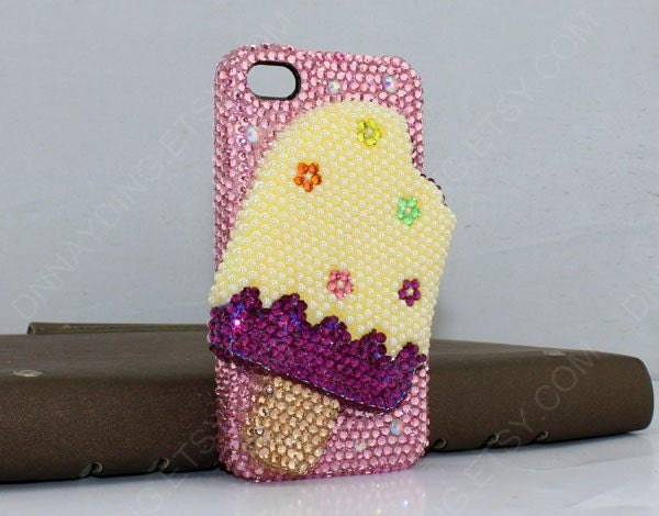 Rhinestone case 3D iPhone 4 case iPhone 4s case iphone 5 case cell phone cases phone accessories Ice cream case