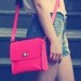 Cross Body Leather Bag in Snake Pattern Neon Red