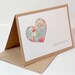 Floral Heart Thank You Card Hand Embroidered Applique Pink Blue White Cream Brown