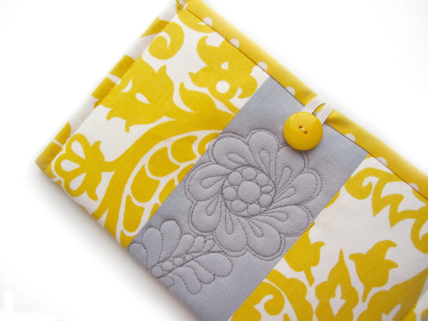 Nook, Nook Color case, Nook Tablet cover, Nook Color, Nook Color sleeve, yellow, grey, quilted, cute