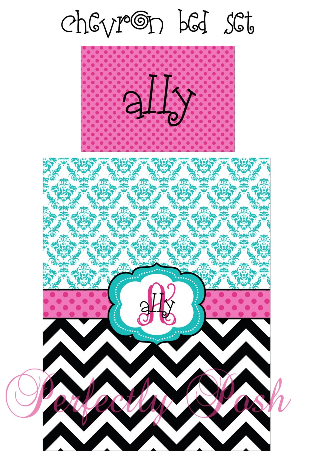 Personalized Chevron Bedset