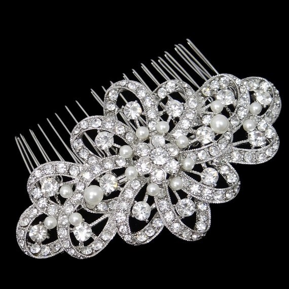 Items Similar To Whiteivory Pearl Bridal Flower Hair Comb Tiara