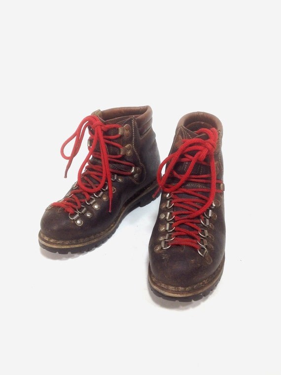 Vintage Asolo Sport Brown Leather Red Lace by Objekt314 on Etsy