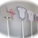 Mini Onesie Cupcake cake toppers baby shower decoration and baby carriage stroller toppers BABY GIRL pink grey white