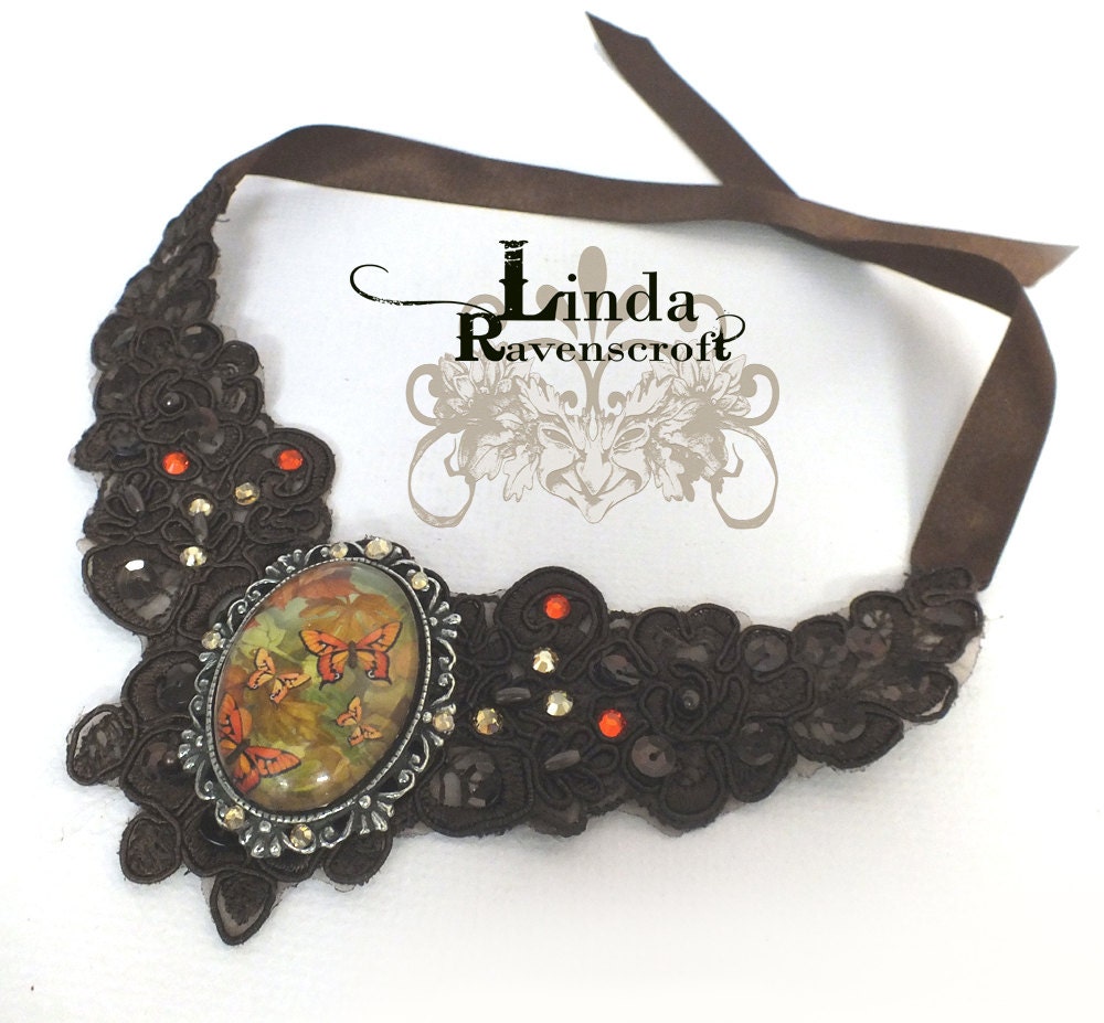 choker necklace "Autumn Butterflies"