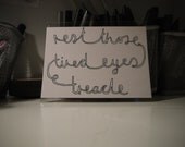 Illustrated "rest those tired eyes treacle" Postcard