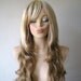 Ombre Ash blonde brown wig. Heat resistant brown/ blonde wig. Long curly hair with side bangs wig.