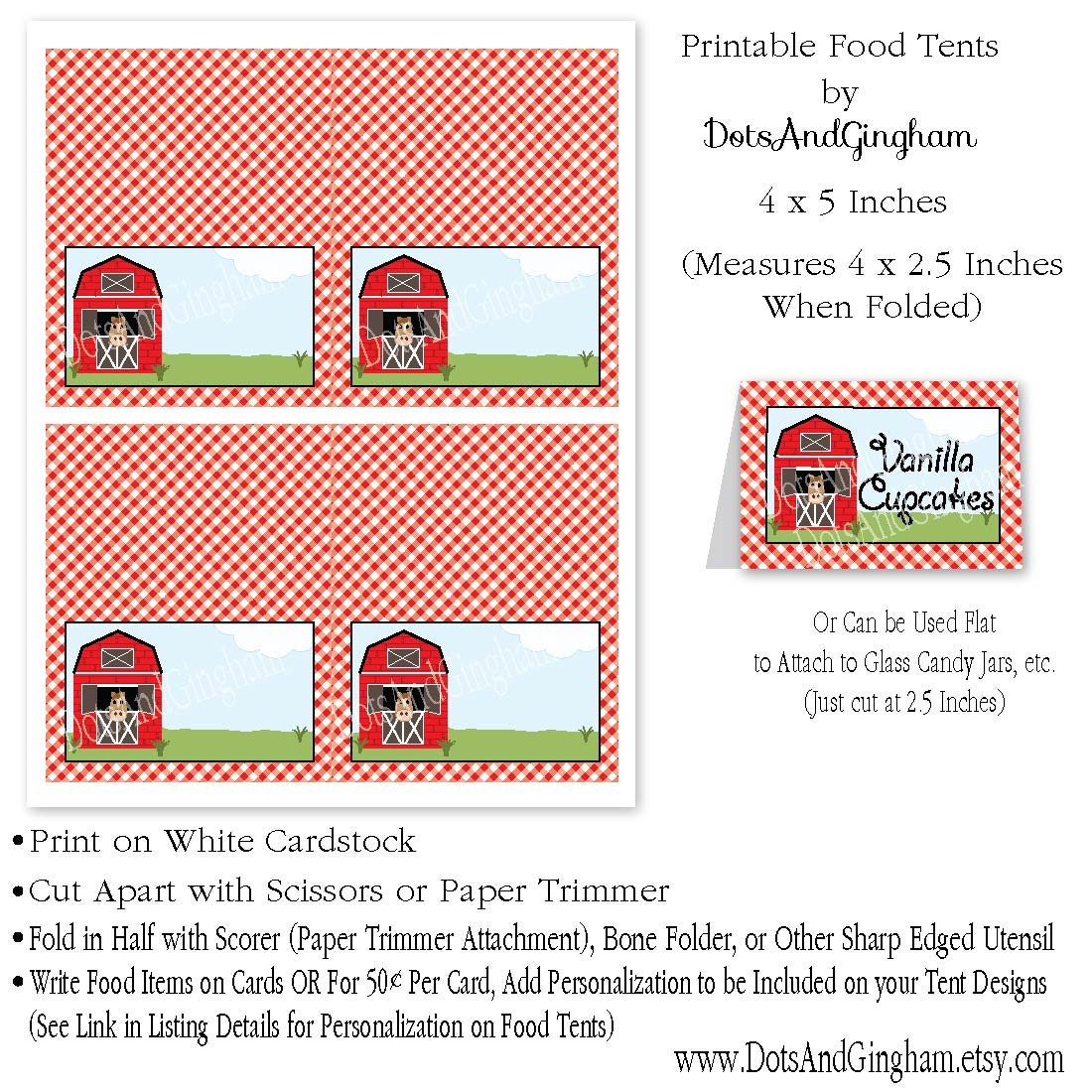 Items similar to Farm Barn Printable Food Tents-Farm Barn Food Label ...