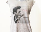 Retro Johnny Cash Rock T-Shirt Tee Tank Top Tunic Vintage Look One Size