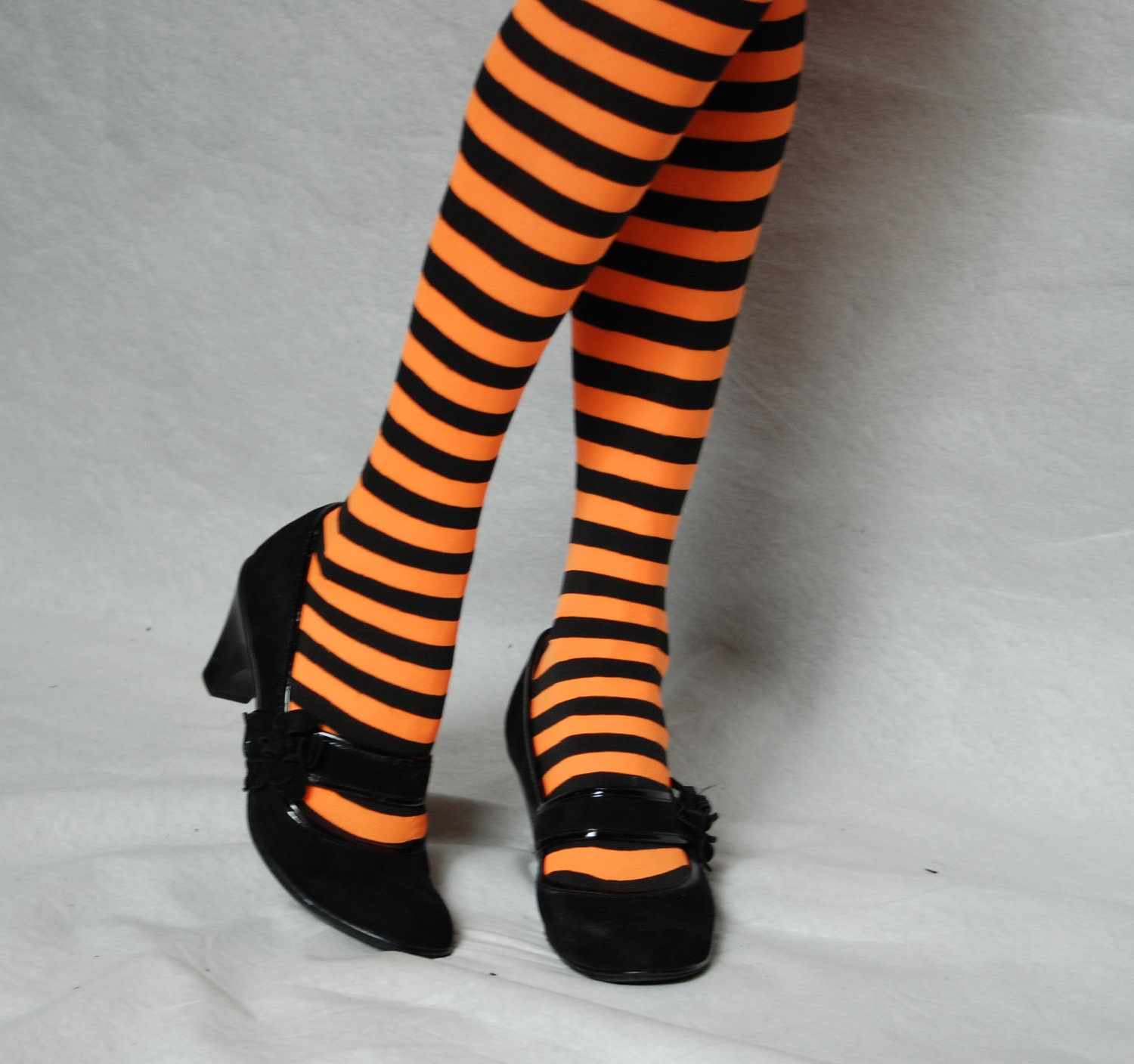 Orange and Black Striped Tights