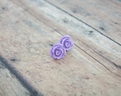 Lavender rose earrings small flower light purple floral cabochon post for pierced ears