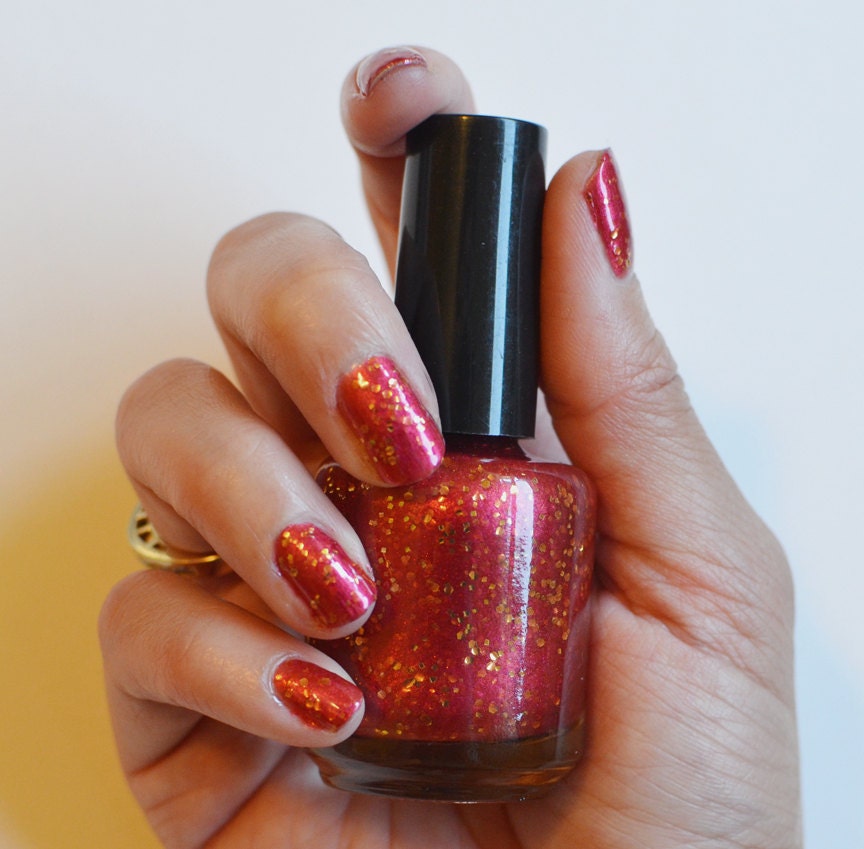 Nail Polish: Golden Gates - Red Polish with Gold Glitters