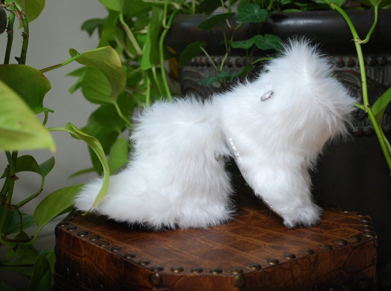 Baby Boots, Toddler Boots, Pure White Faux Fur Boots