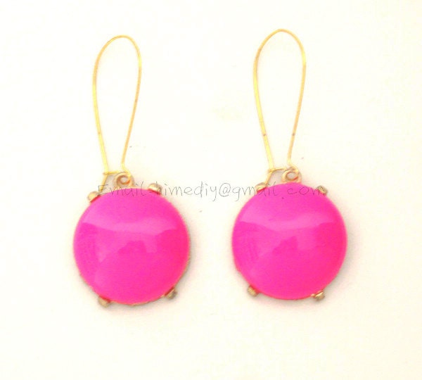 Hot Pink - Big Size Smooth Bubble Single Drop Earrings ( D2-C62 )