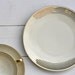RESERVED for Erin Meez Vintage Circa 1950s Teacup and Saucer Trio Set Gild Stripes on Cream