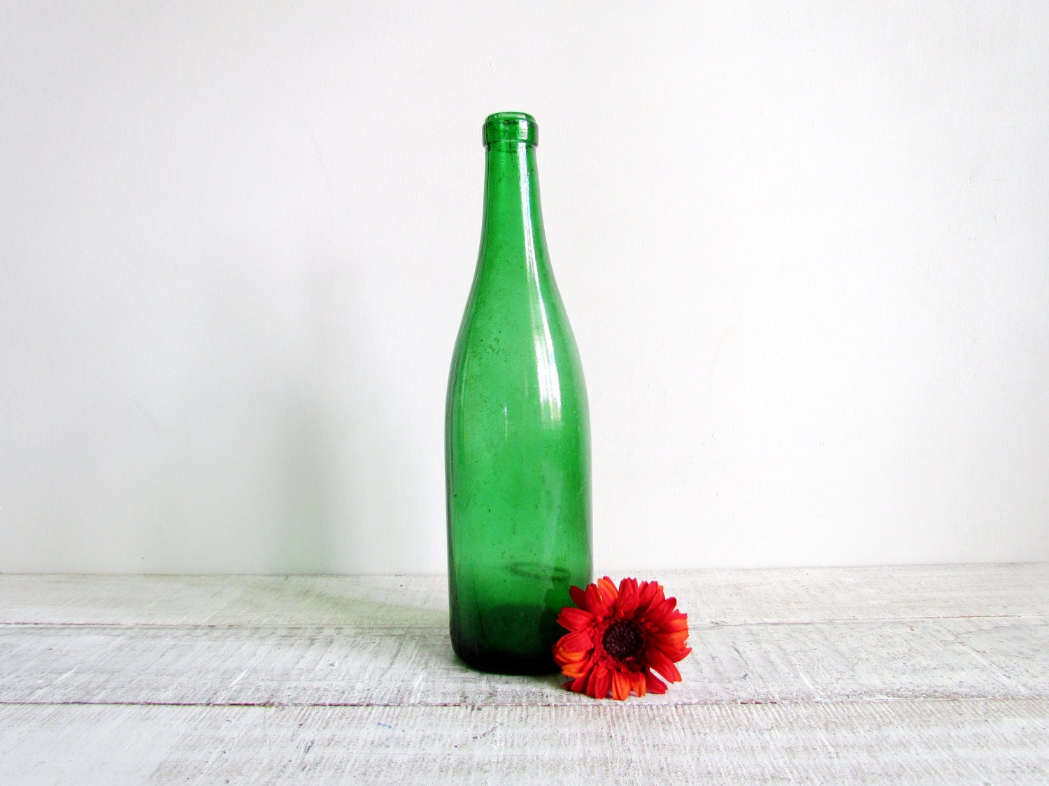 Vintage Green Glass Bottle