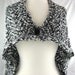 Black White Raglan Buttoned Hand Knit Wrap Arrowhead Lace Shawl Shrug