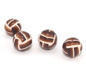 Brown, bronze, gold and white beads, polymer Clay beads, unique beads, elegant stripes beads, set of 4